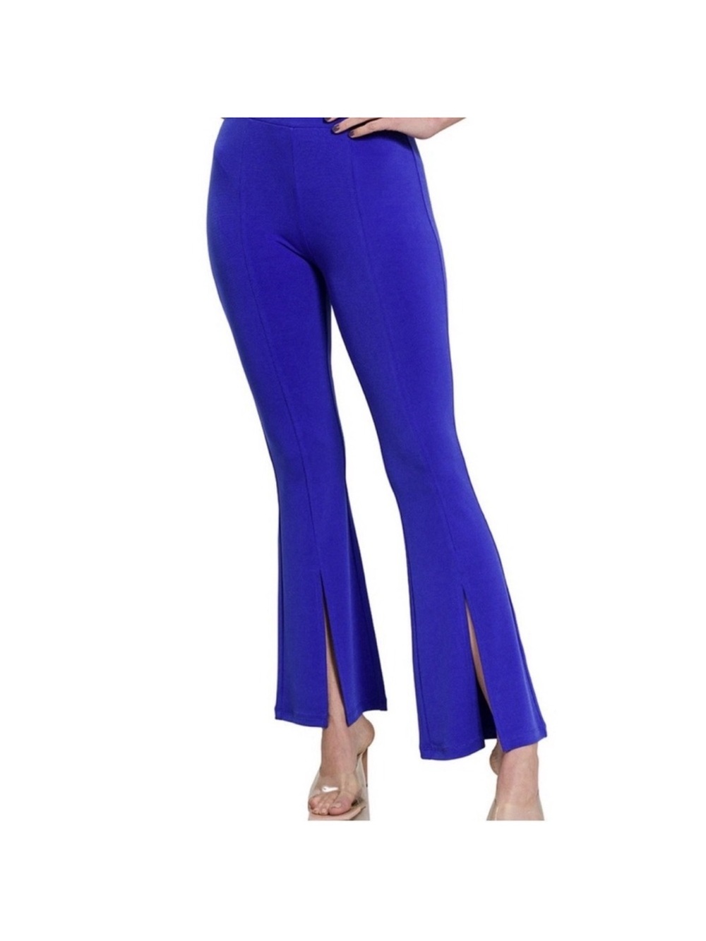 Zenana Outfitters Cobalt Blue Flare Slit Pants